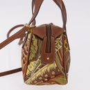 Salvatore Ferragamo Hand Bag Canvas Leather 2way Brown Gold Auth am11858A-3
