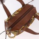Salvatore Ferragamo Hand Bag Canvas Leather 2way Brown Gold Auth am11858A-6