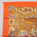 HERMES Carre 90 Scarf ""MAHARAJAS"" Silk Orange Auth am11861M-2