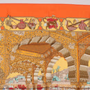 HERMES Carre 90 Scarf ""MAHARAJAS"" Silk Orange Auth am11861M-3