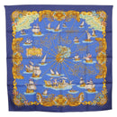 HERMES Carre 90 Scarf ""VOILES DE LUMIERE"" Silk Blue Auth am11862M-1