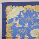 HERMES Carre 90 Scarf ""VOILES DE LUMIERE"" Silk Blue Auth am11862M-14