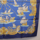 HERMES Carre 90 Scarf ""VOILES DE LUMIERE"" Silk Blue Auth am11862M-22