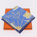 HERMES Carre 90 Scarf ""VOILES DE LUMIERE"" Silk Blue Auth am11862M-24