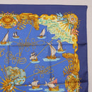 HERMES Carre 90 Scarf ""VOILES DE LUMIERE"" Silk Blue Auth am11862M-4