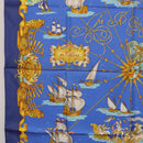 HERMES Carre 90 Scarf ""VOILES DE LUMIERE"" Silk Blue Auth am11862M-5