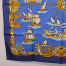 HERMES Carre 90 Scarf ""VOILES DE LUMIERE"" Silk Blue Auth am11862M-8