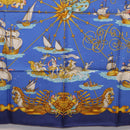 HERMES Carre 90 Scarf ""VOILES DE LUMIERE"" Silk Blue Auth am11862M-9