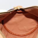 CELINE Macadam Canvas Hand Bag PVC Leather Brown Gold Auth am11863V-19