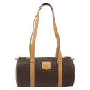 CELINE Macadam Canvas Hand Bag PVC Leather Brown Gold Auth am11863V-13