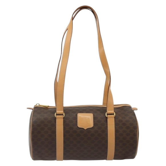 CELINE Macadam Canvas Hand Bag PVC Leather Brown Gold Auth am11863V