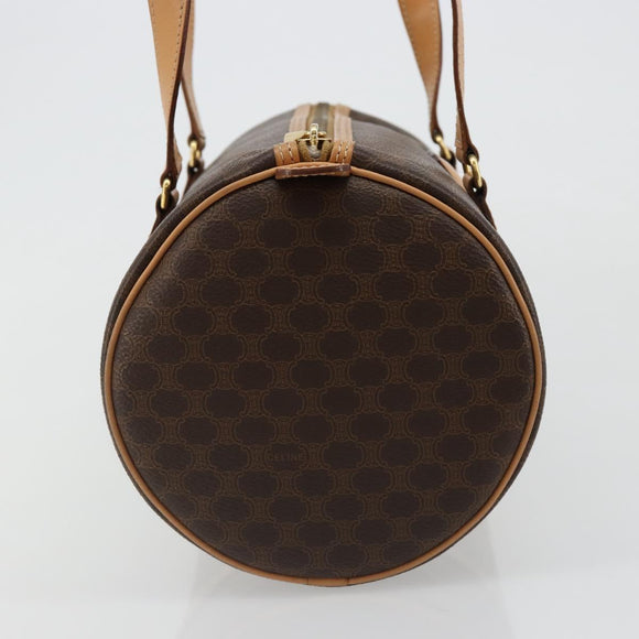 CELINE Macadam Canvas Hand Bag PVC Leather Brown Gold Auth am11863V