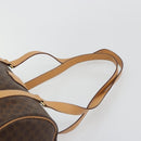 CELINE Macadam Canvas Hand Bag PVC Leather Brown Gold Auth am11863V-8