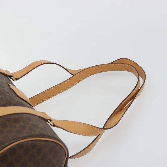 CELINE Macadam Canvas Hand Bag PVC Leather Brown Gold Auth am11863V