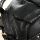 PRADA Hand Bag Leather 2way Black Gold Auth am11866V-16