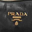 PRADA Hand Bag Leather 2way Black Gold Auth am11866V-23
