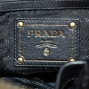 PRADA Hand Bag Leather 2way Black Gold Auth am11866V-25