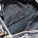 PRADA Hand Bag Leather 2way Black Gold Auth am11866V-10