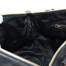 PRADA Hand Bag Leather 2way Black Gold Auth am11866V-26