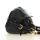 PRADA Hand Bag Leather 2way Black Gold Auth am11866V-4