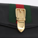 GUCCI Silvi Web Sherry Line Long Wallet Leather Black Red 476084 Auth am11867V-8