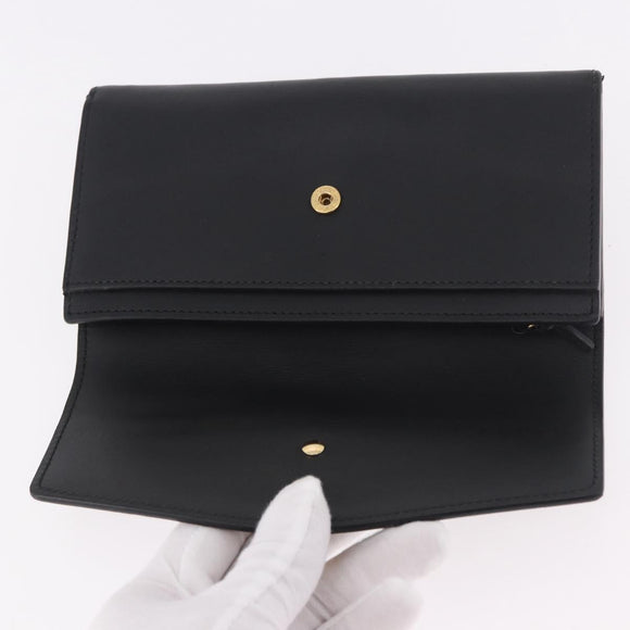 GUCCI Silvi Web Sherry Line Long Wallet Leather Black Red 476084 Auth am11867V