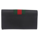 GUCCI Silvi Web Sherry Line Long Wallet Leather Black Red 476084 Auth am11867V-2
