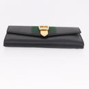 GUCCI Silvi Web Sherry Line Long Wallet Leather Black Red 476084 Auth am11867V-6