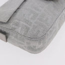 FENDI Zucca Canvas Mamma Baguette Rhinestone Shoulder Bag Silver Auth am11868SM-10
