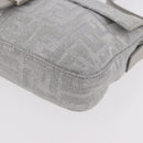 FENDI Zucca Canvas Mamma Baguette Rhinestone Shoulder Bag Silver Auth am11868SM-11