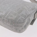 FENDI Zucca Canvas Mamma Baguette Rhinestone Shoulder Bag Silver Auth am11868SM-13