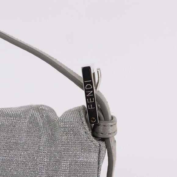FENDI Zucca Canvas Mamma Baguette Rhinestone Shoulder Bag Silver Auth am11868SM