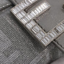 FENDI Zucca Canvas Mamma Baguette Rhinestone Shoulder Bag Silver Auth am11868SM-16