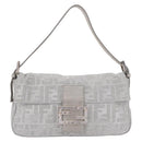 FENDI Zucca Canvas Mamma Baguette Rhinestone Shoulder Bag Silver Auth am11868SM-2