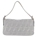 FENDI Zucca Canvas Mamma Baguette Rhinestone Shoulder Bag Silver Auth am11868SM-3