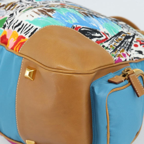 PRADA Hand Bag Nylon leather Multicolor Gold Auth am11870SAM
