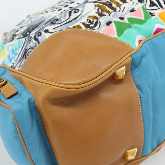 PRADA Hand Bag Nylon leather Multicolor Gold Auth am11870SAM