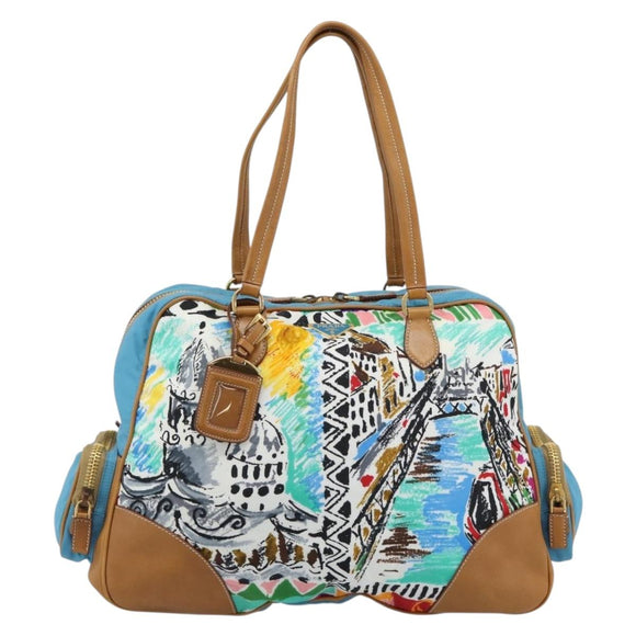 PRADA Hand Bag Nylon leather Multicolor Gold Auth am11870SAM