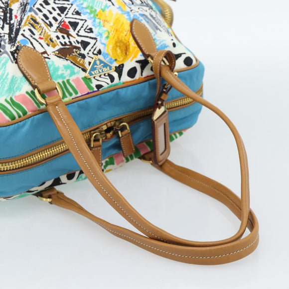 PRADA Hand Bag Nylon leather Multicolor Gold Auth am11870SAM