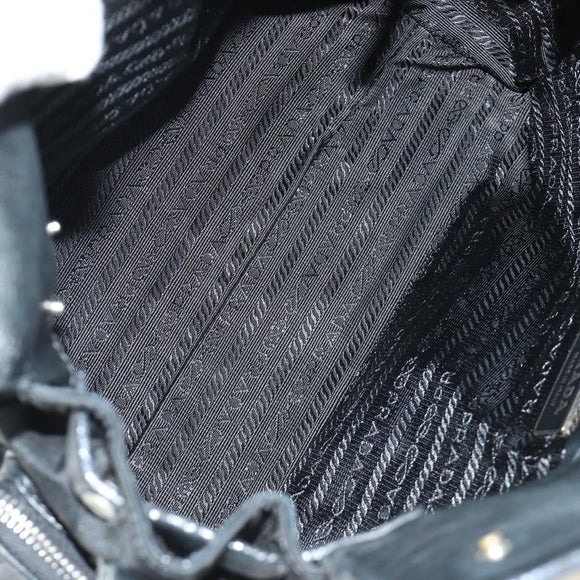 PRADA Ready Lock Hand Bag Nylon Black Silver Auth am11874V