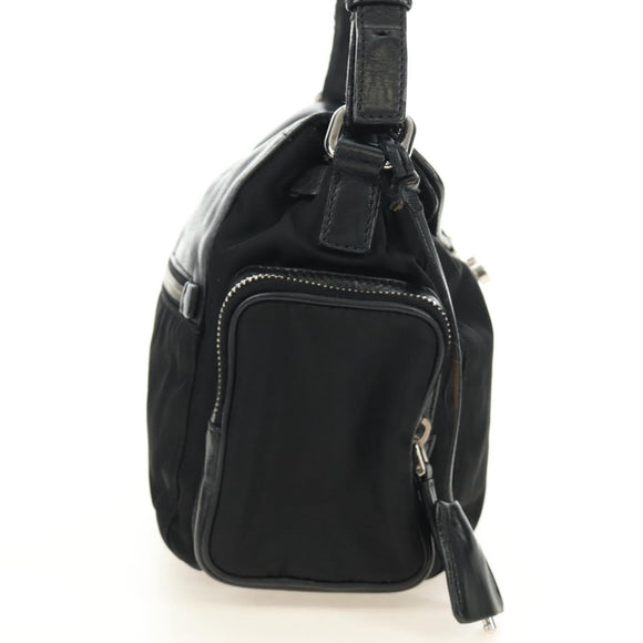 PRADA Ready Lock Hand Bag Nylon Black Silver Auth am11874V