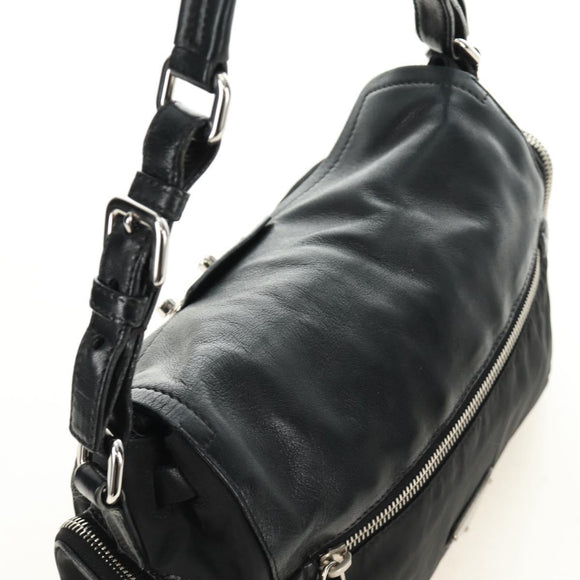 PRADA Ready Lock Hand Bag Nylon Black Silver Auth am11874V