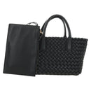 BOTTEGA VENETA INTRECCIATO Mini Cabas Hand Bag Leather Black Gold Auth am11875SM-1