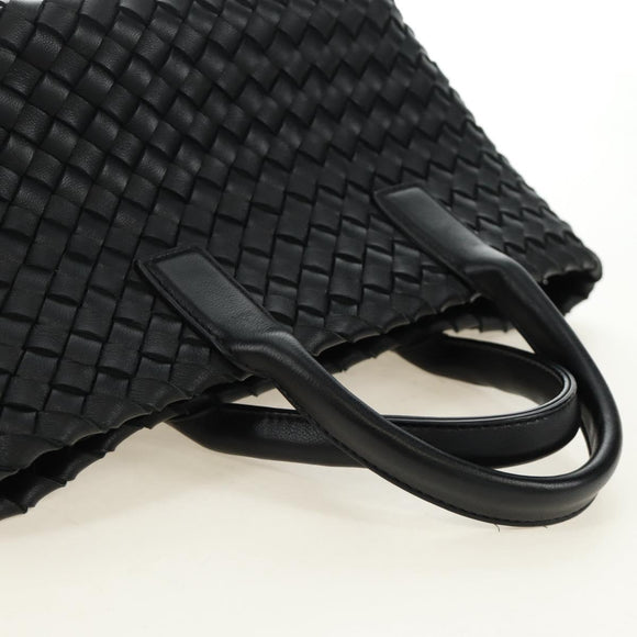 BOTTEGA VENETA INTRECCIATO Mini Cabas Hand Bag Leather Black Gold Auth am11875SM