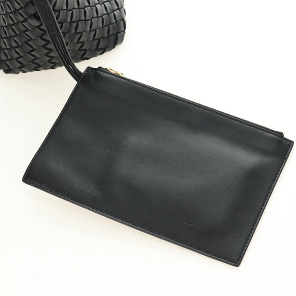 BOTTEGA VENETA INTRECCIATO Mini Cabas Hand Bag Leather Black Gold Auth am11875SM