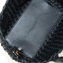 BOTTEGA VENETA INTRECCIATO Mini Cabas Hand Bag Leather Black Gold Auth am11875SM-11