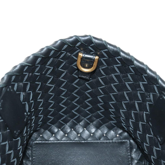 BOTTEGA VENETA INTRECCIATO Mini Cabas Hand Bag Leather Black Gold Auth am11875SM