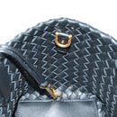 BOTTEGA VENETA INTRECCIATO Mini Cabas Hand Bag Leather Black Gold Auth am11875SM-21