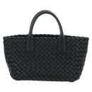 BOTTEGA VENETA INTRECCIATO Mini Cabas Hand Bag Leather Black Gold Auth am11875SM-13
