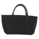 BOTTEGA VENETA INTRECCIATO Mini Cabas Hand Bag Leather Black Gold Auth am11875SM-2